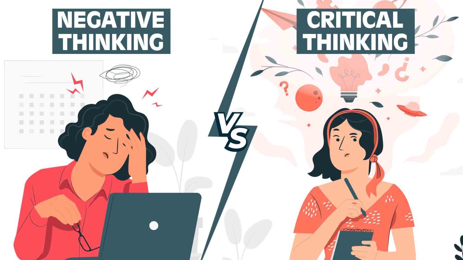 what is the difference between negative thinking and critical thinking